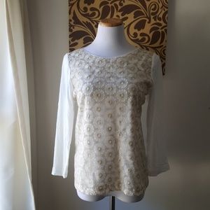 J.Crew Lace Layered Long Sleeved Top